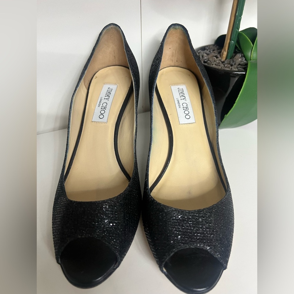 Jimmy Choo Glitter Black Heels